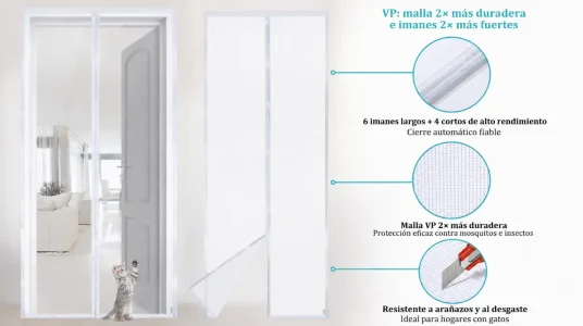 Puerta Magnética Apalus VP, antimosquitos y de alta resistencia, con cierre automático y medidas de 120x220 cm