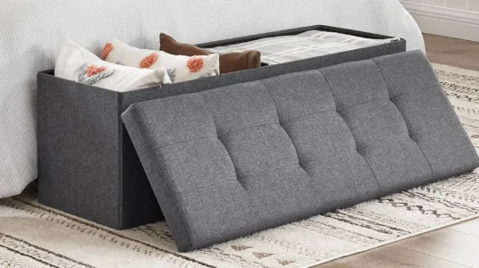 Puf de almacenamiento Songmics Mazie, banco plegable para guardar y sentarse