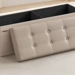Puff plegable de almacenamiento Songmics en marrón camello, perfecto para sala de estar o dormitorio