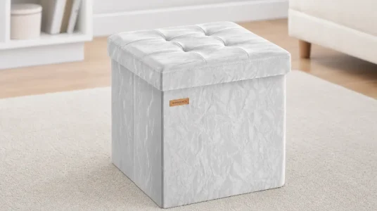 Puff de almacenaje Songmics plegable de 43 l con asiento
