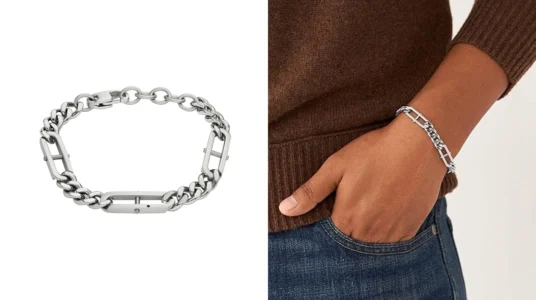 pulsera Fossil Heritage de acero para hombre