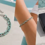 Pulsera de mujer SINGULARU Link Sky en acero inoxidable con color turquesa