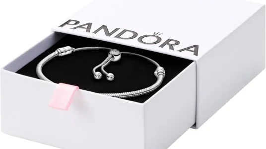 Pulsera Pandora de plata de ley con cadena de serpiente y circonitas cúbicas transparentes