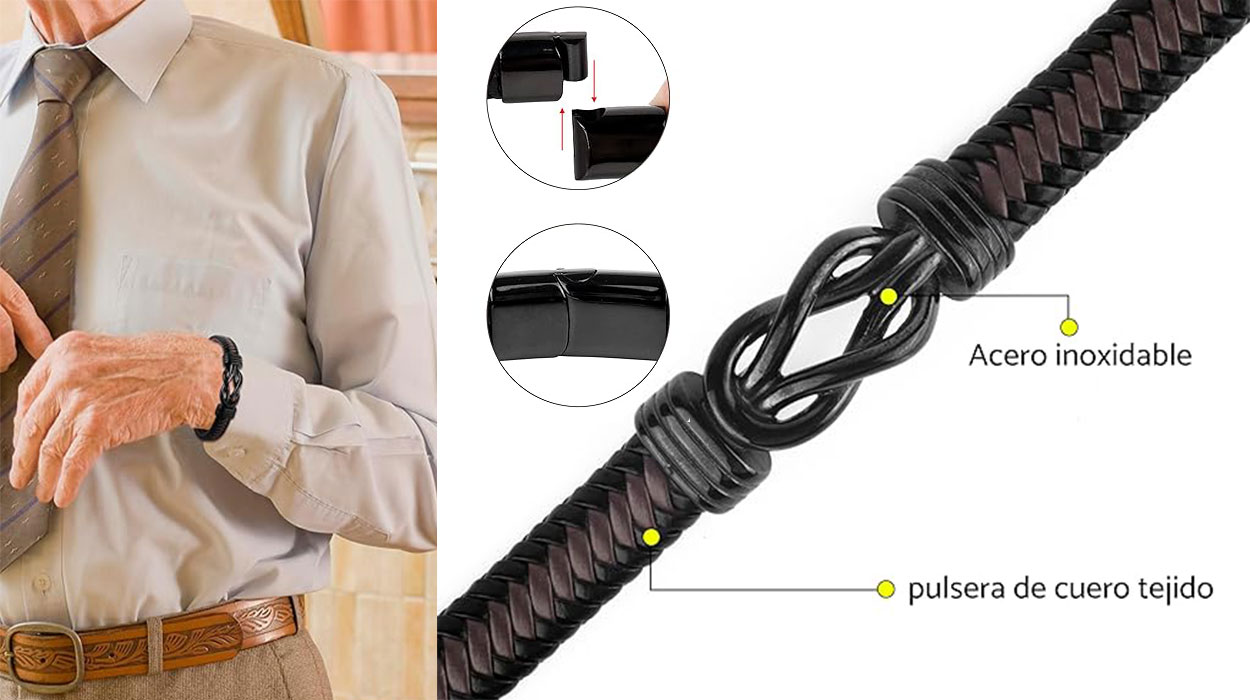 Pulsera Rebundex de cuero con tarjeta para regalar al abuelo barata