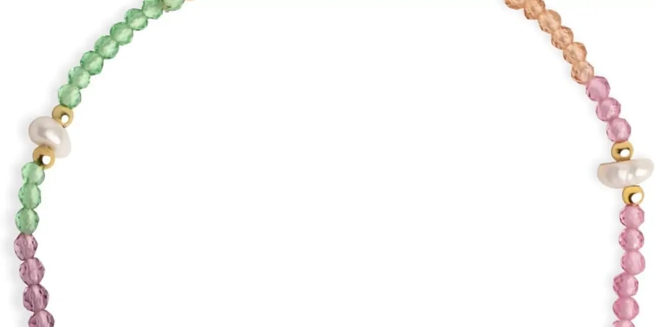 Pulsera Singularu Dye Pearls Colors de acero con baño de oro 18 Kt.