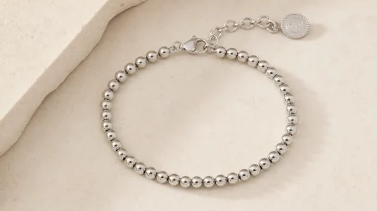 Pulsera Singularu Pebbles L de acero inoxidable con bolitas para mujer