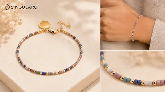 Pulsera Polar Colors de Singularu en acero y baño oro 18Kt con piedras de colores