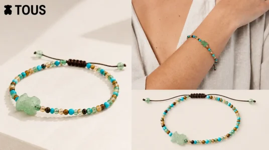 Pulsera TOUS para mujer con howlita, cuarcita y ojo de tigre, una joya simple y elegante