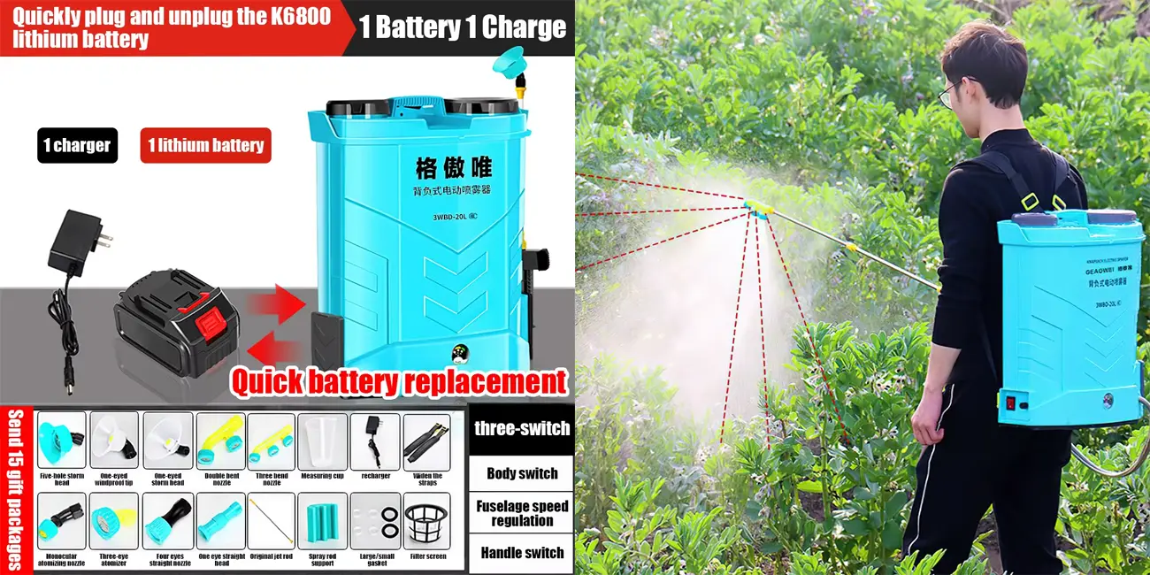 Pulverizador eléctrico para riego con batería
