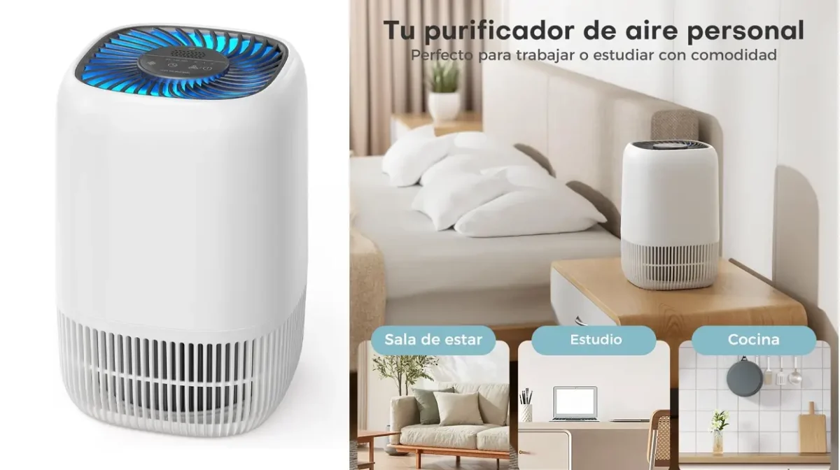 Con este purificador de aire silencioso con filtro HEPA H13 y bajo consumo conseguirás un ambiente más limpio y agradable en casa