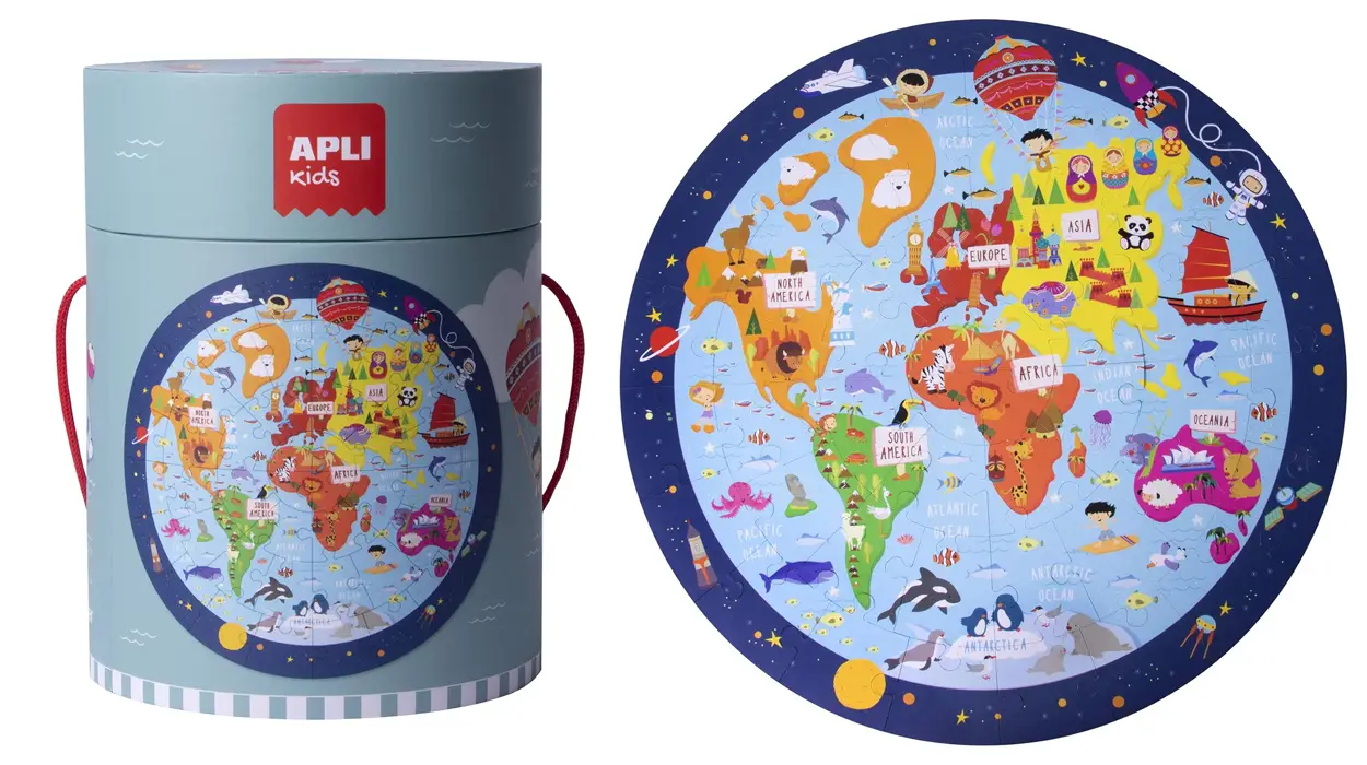 puzle circular mapamundi apli kids barato