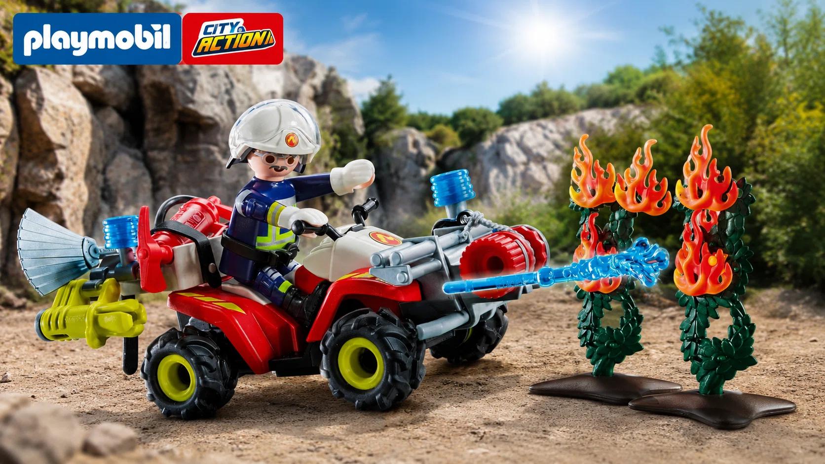 quad de bomberos de Playmobil, ¡a extinguir llamas!