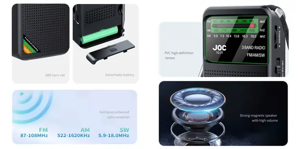 Radio portátil FM / AM JOC con funcionamiento a pilas