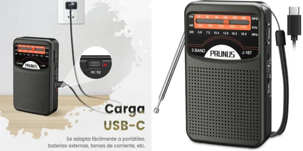Radio AM/FM PRUNUS J-167 recargable