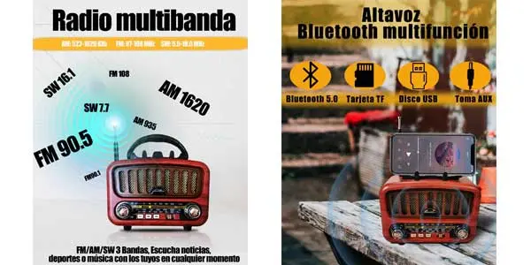 Radio portátil vintage Blimyswe oferta