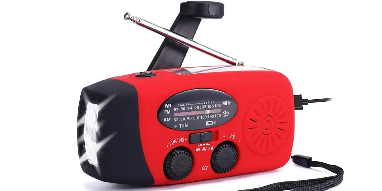Radio WDSZKMYF con luz LED, carga solar y manivela
