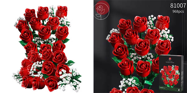 Ramo de rosas rojas estilo LEGO