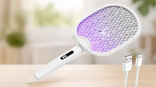 Raqueta eléctrica antimosquitos ZOVHYYA plegable y recargable con luz LED