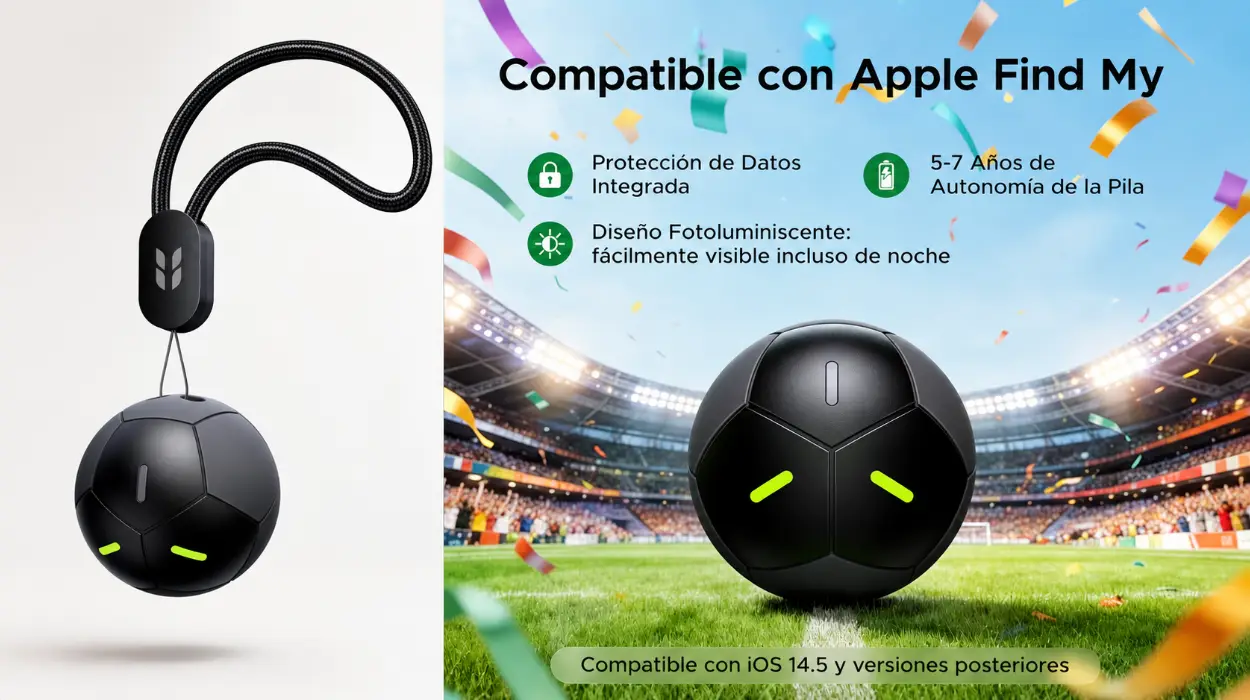 Localizador Bluetooth UGREEN FineTrack 2 Smart Finder con diseño de fútbol, 110dB y fluorescencia