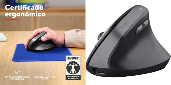 Ratón vertical inalámbrico Trust Yuno