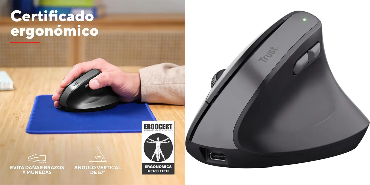 Ratón vertical inalámbrico Trust Yuno
