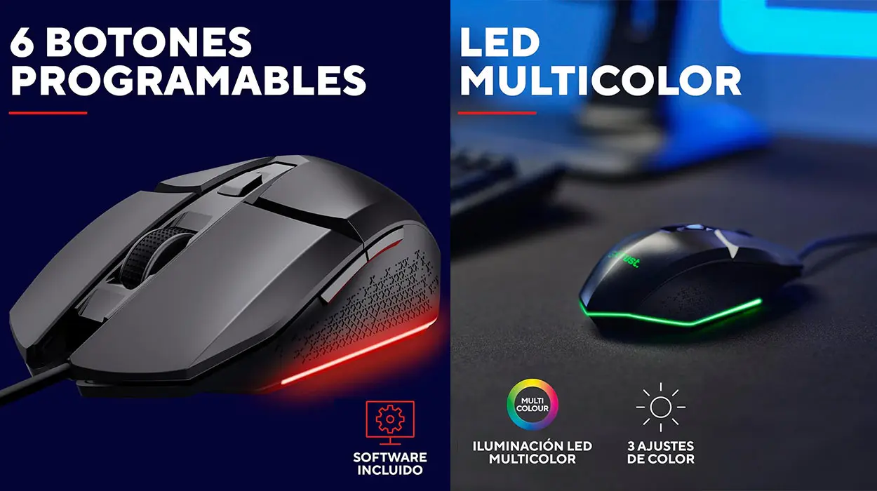 Ratón gaming GXTrust 1109 Vylax con cable, luz y 6.400 dpi barato