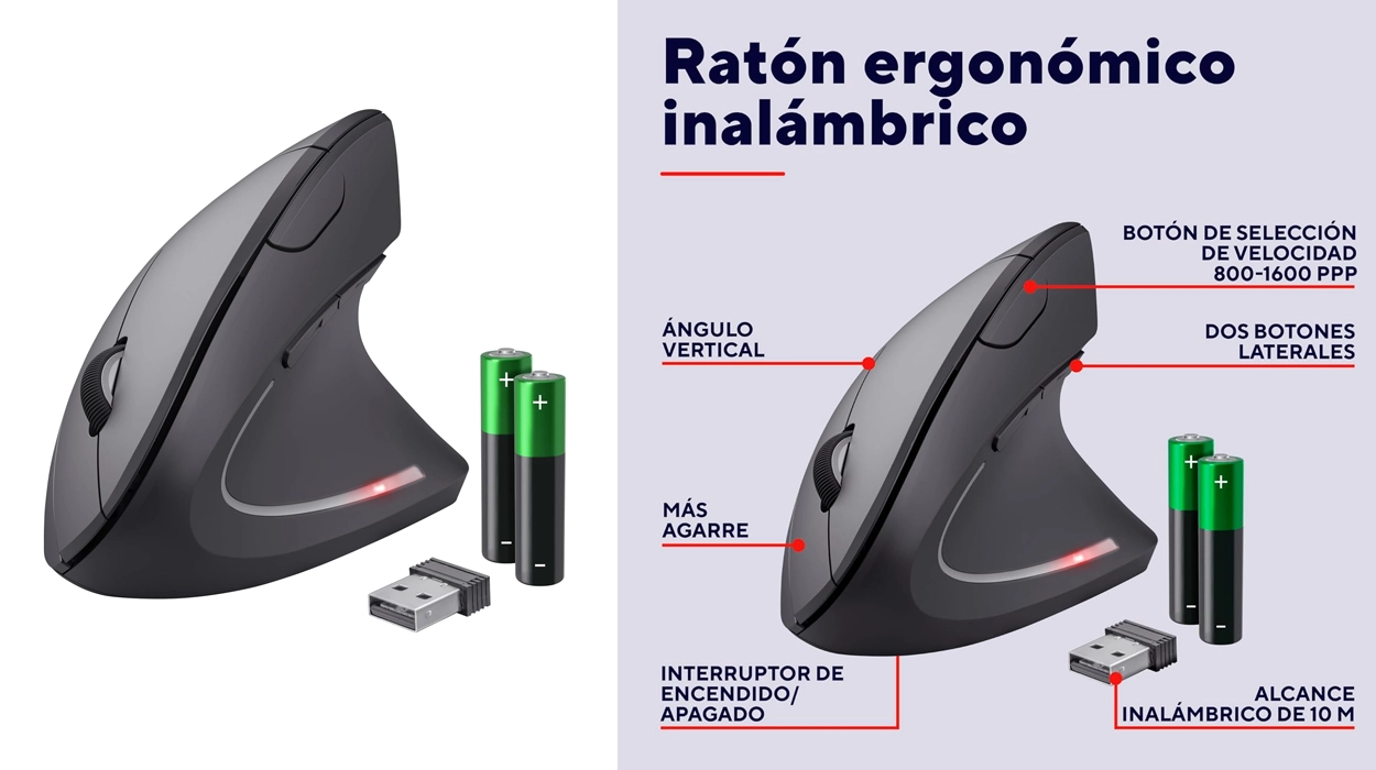 ratón vertical inalámbrico Trust Verto