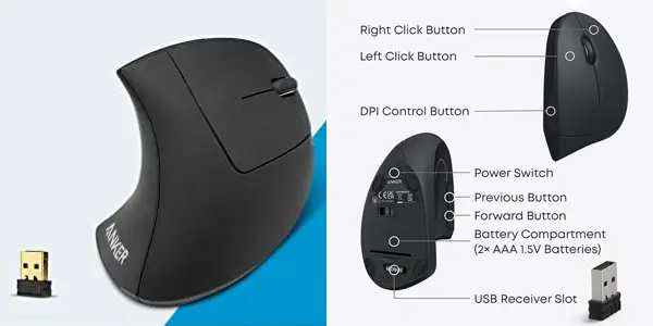 Ratón vertical inalámbrico Anker AK-UBA 2.4G