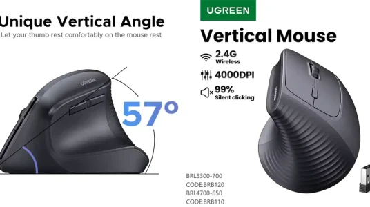 Ratón ergonómico inalámbrico UGREEN 2,4 Ghz