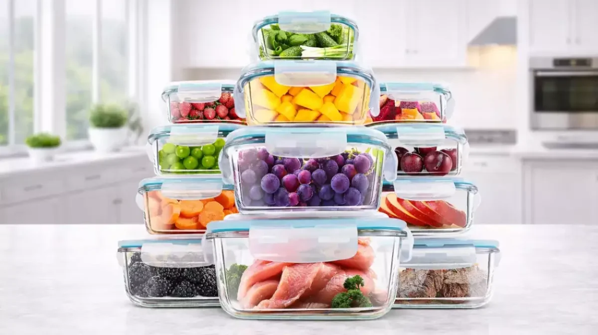 Pack de 12 recipientes de vidrio KICHLY con tapa hermética, aptos para microondas y lavavajillas, sin BPA