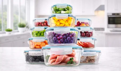 Pack de 12 recipientes de vidrio KICHLY con tapa hermética, aptos para microondas y lavavajillas, sin BPA