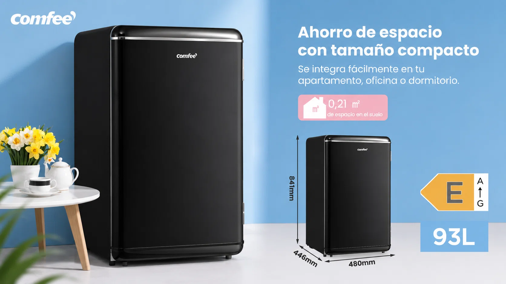 Refrigerador retro bajo encimera Comfee'