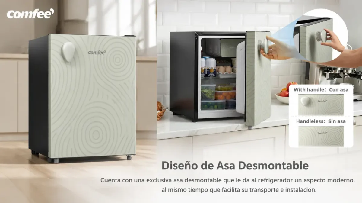 Refrigerador mini Comfee de 43L con diseño retro