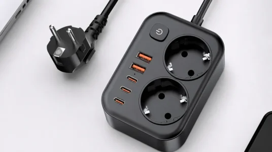Regleta 7-en-1 con USB-C para carga rápida y protección contra sobretensiones