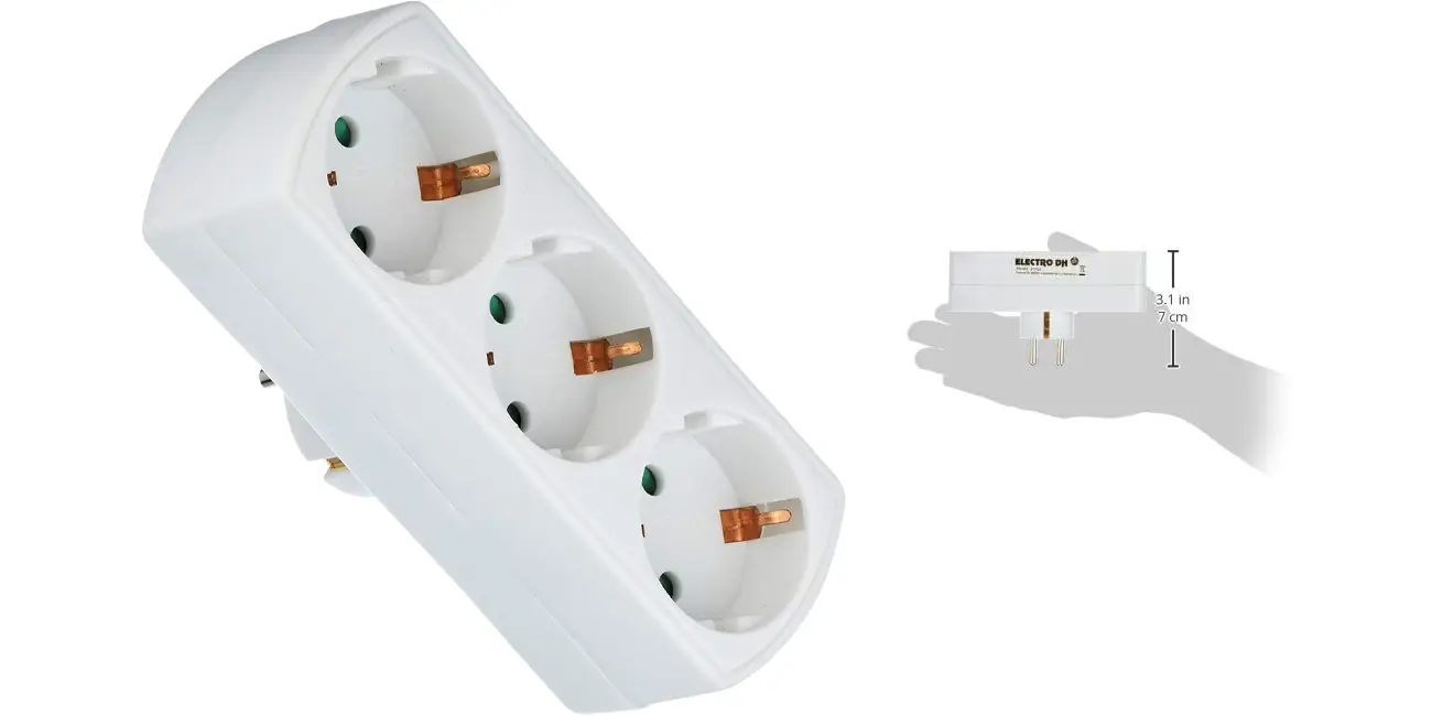 Adaptador de enchufe ElectroDH con 3 tomas