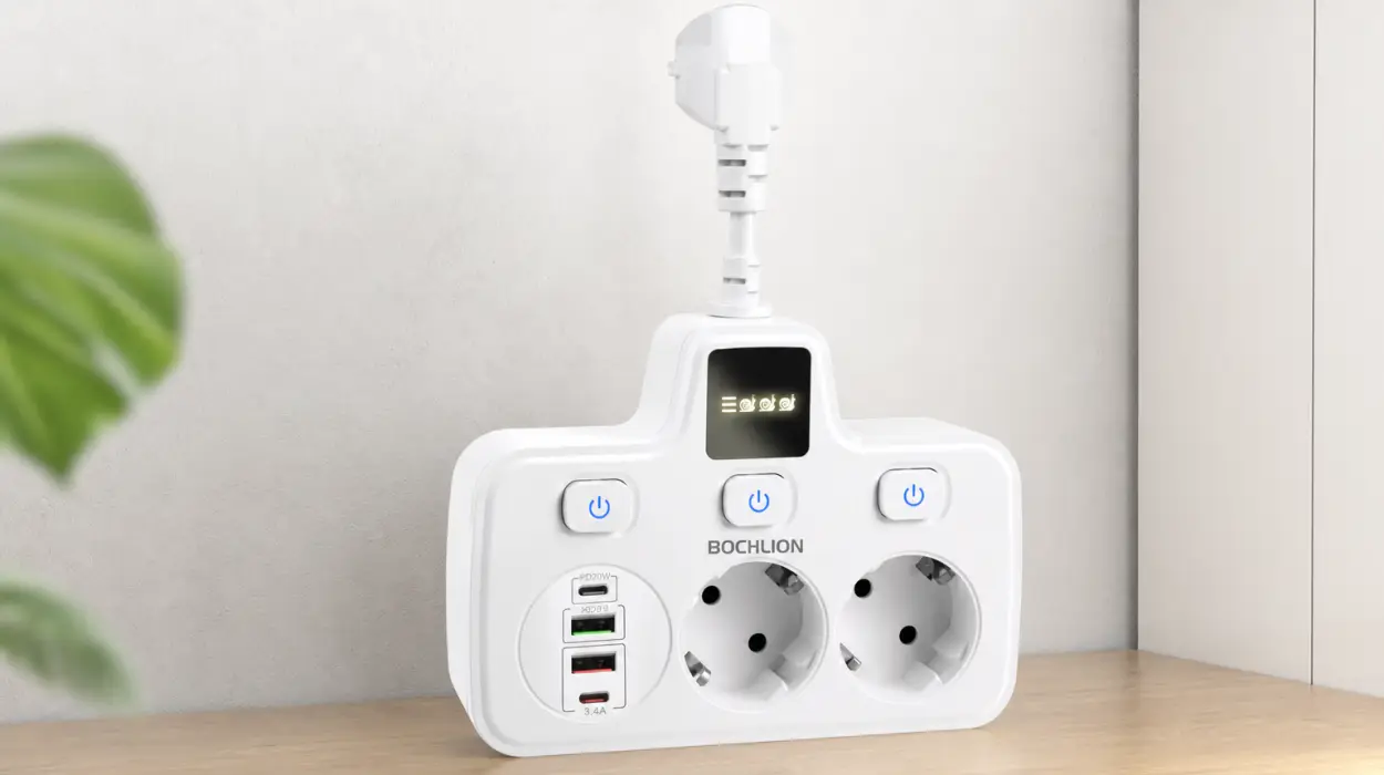 Regleta Bochlion con 2 enchufes y 4 USB, interruptores y luz LED