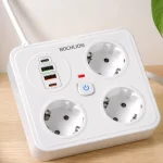 Regleta BOCHLION: 3 enchufes y 4 USB para carga rápida con protección