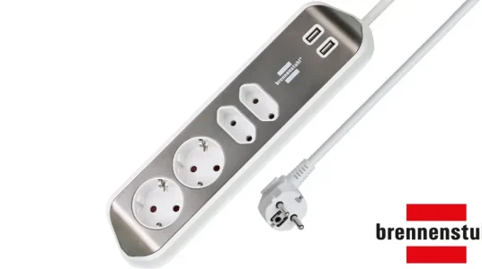 Regleta Brennenstuhl Estilo con 4 tomas y 2 USB