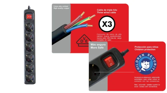 regleta de 6 tomas Silver Electronics con interruptor