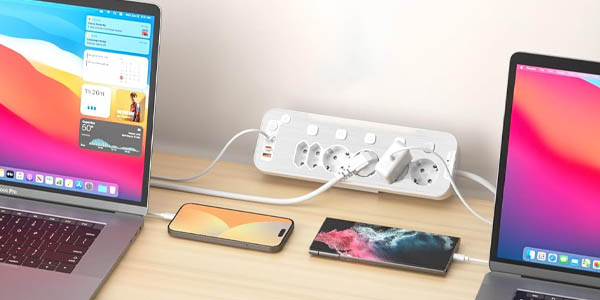 Regleta de escritorio Kiykzi con 6 tomas, 2x USB-C y USB