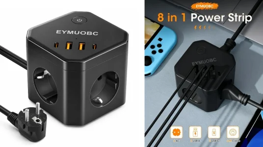 Regleta 8 en 1 con USB-C y protección contra sobretensión