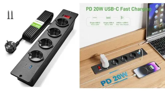 Regleta de mesa empotrable con USB-C barata