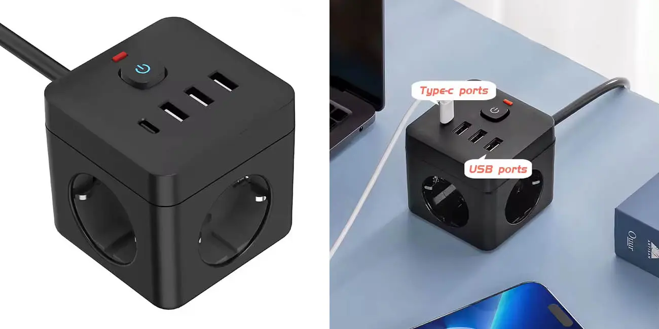 Regleta cubo múltiple 7 en 1 