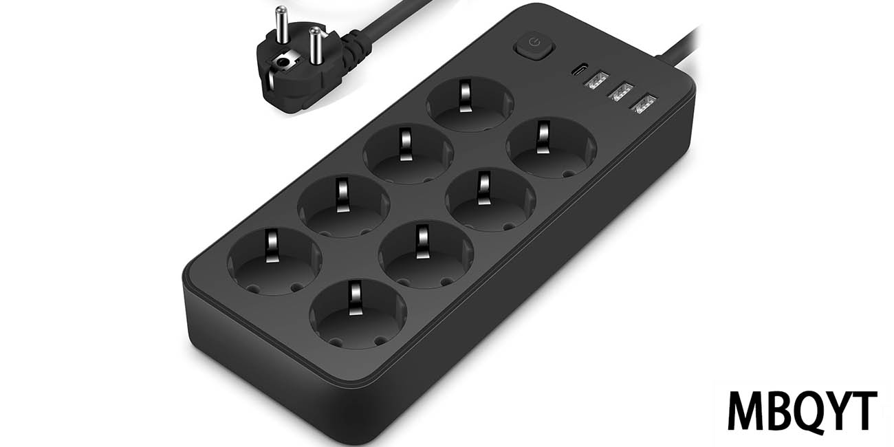 Regleta múltiple MBQYT con 8 tomas de corriente + 3x USB + USB-C