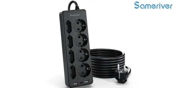 Regleta múltiple Sameriver con 8 tomas de corriente, 2x USB y USB-C