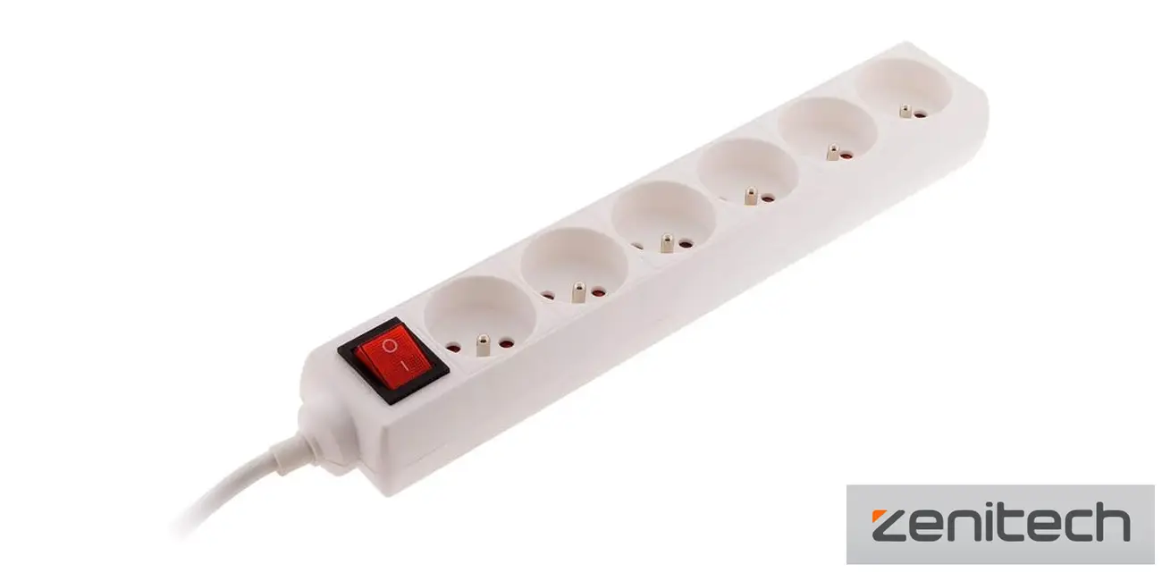 Regleta múltiple Zenitech con 6 tomas e interruptor