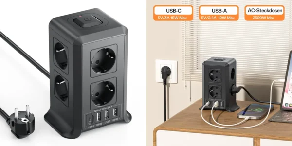 Regleta vertical de enchufes KEMELO