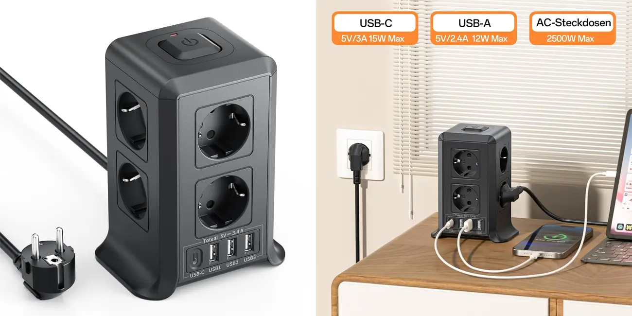 Regleta vertical de enchufes KEMELO