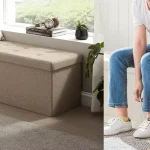 Baúl puff Songmics Mazie con almacenamiento amplio y montaje sencillo