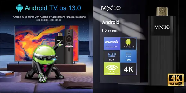 Reproductor multimedia TV Stick MX10 F3 con Android